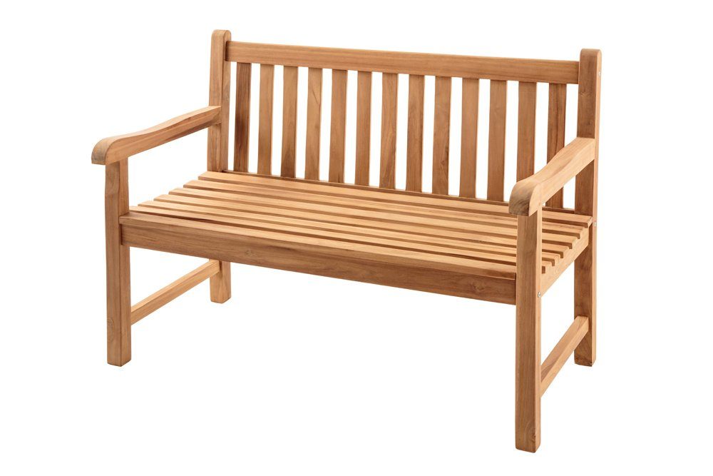 riess-ambiente Gartenbank EMPIRE TEAK 120cm natur (Einzelartikel, 1-St), Massivholz · wetterfest · Lehne · Maritim · Outdoor · Balkonmöbel