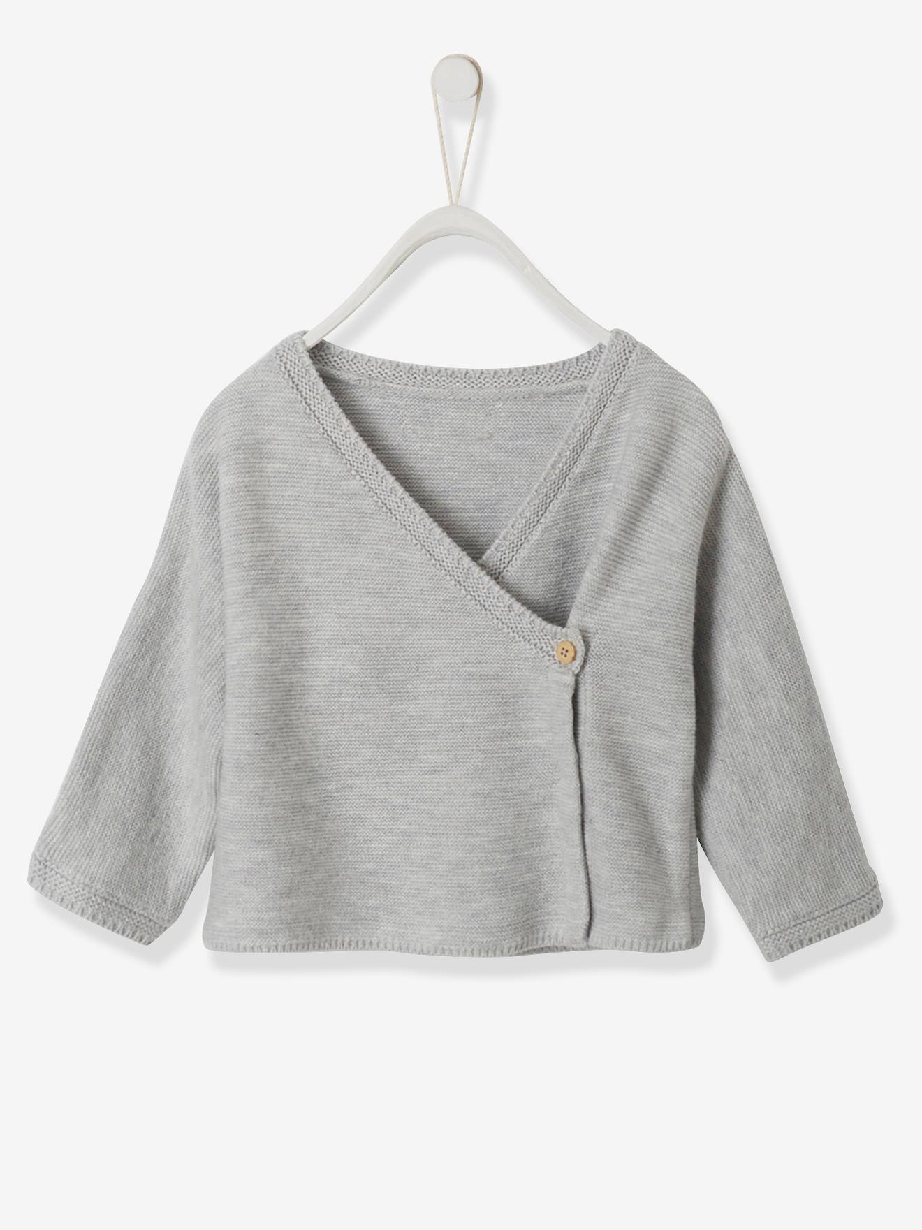 Brassière bébé en coton et laine bleu pale