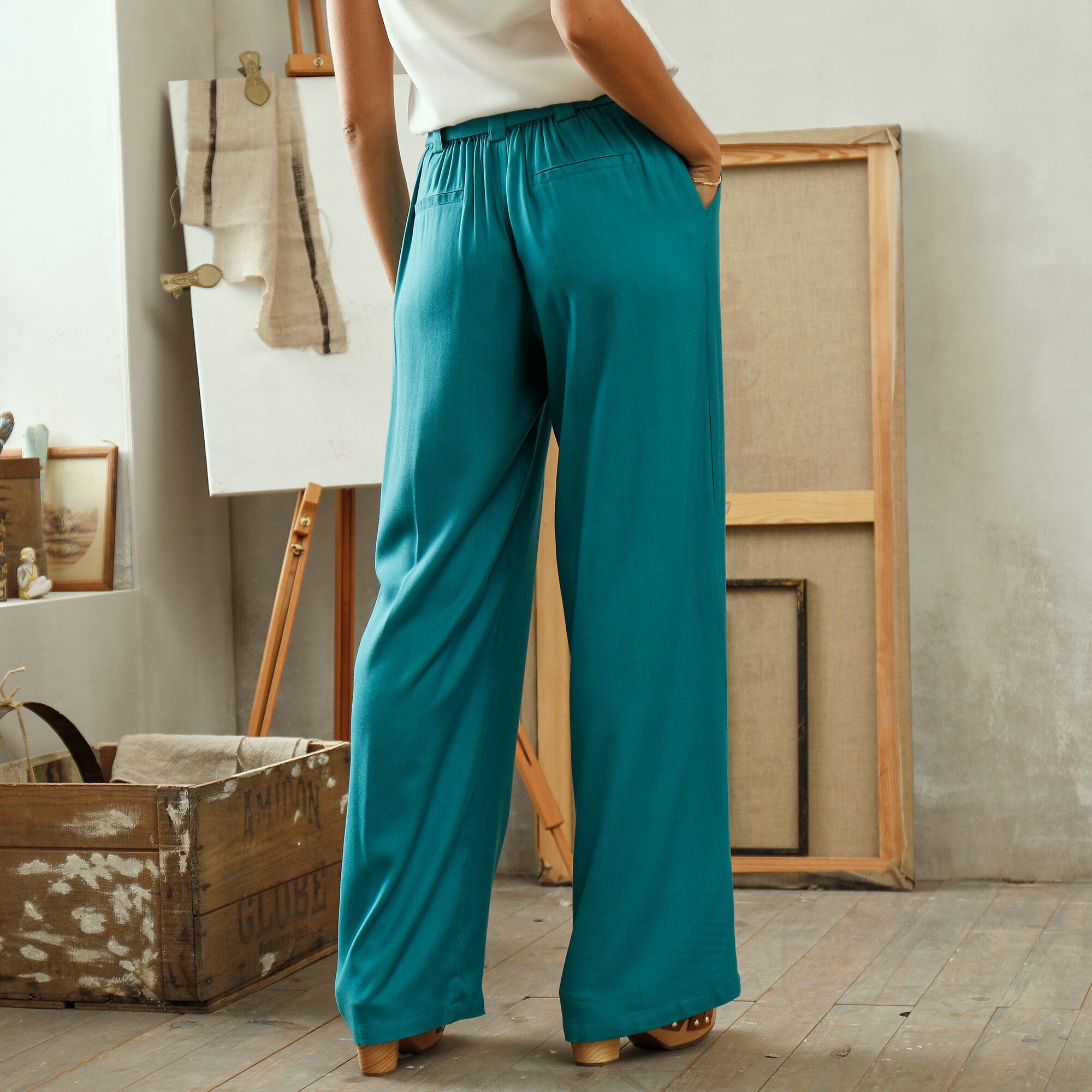 Pantalon fluide uni, collection 