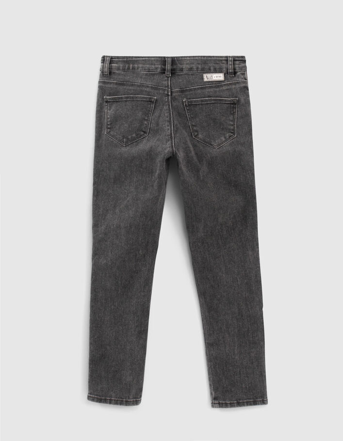 Jean slim gris taille haute bandes côtés fille