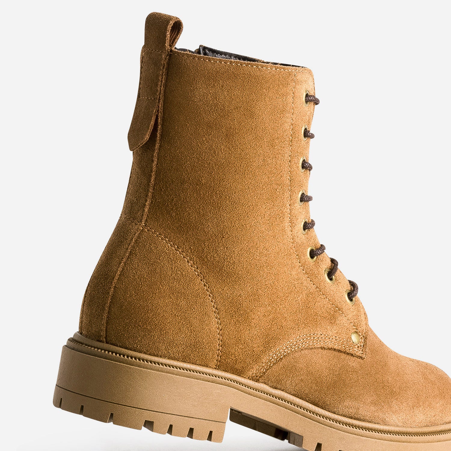 Boots cranté TEXTO en cuir camel