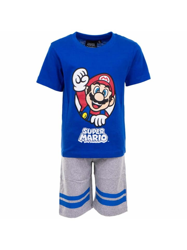 Super Mario Super Mario shortarm Pyjamas Schlafanzug in Blau günstig kaufen
