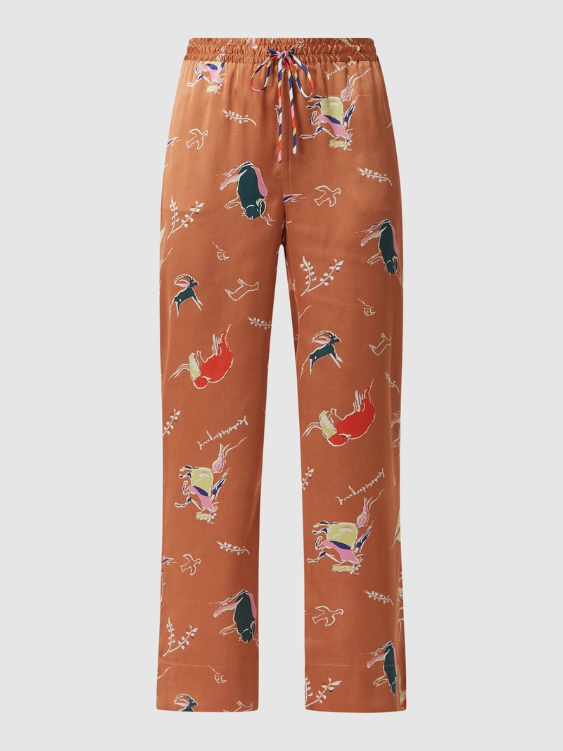 Pyjama-Hose mit Allover-Muster Modell 'Alisa' in camel