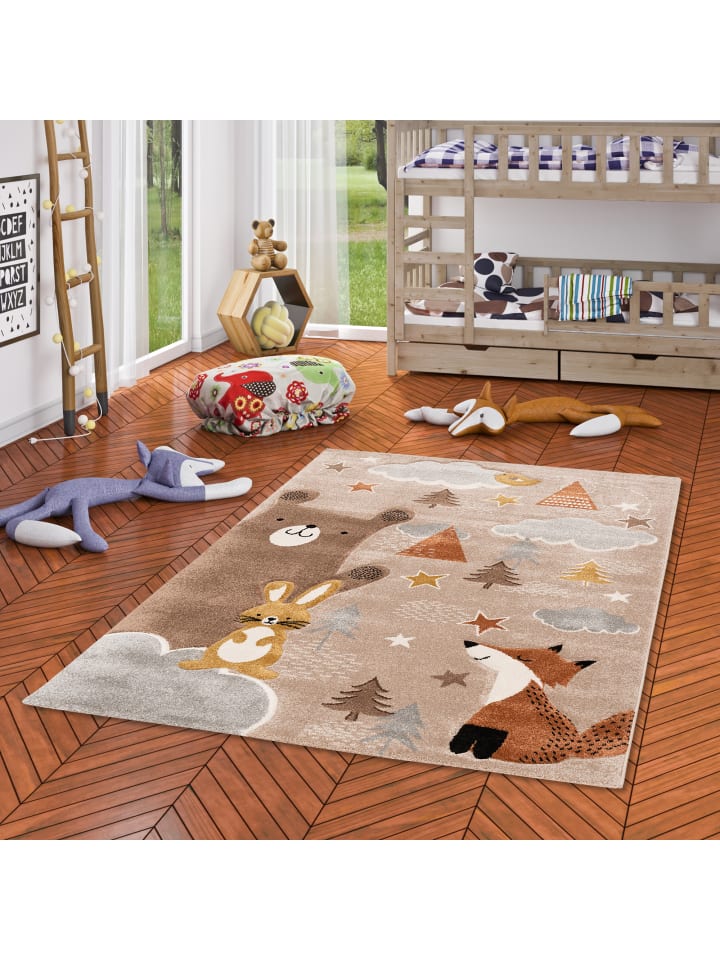 Pergamon Kinder Teppich Maui Kids Fuchs und Bär in Braun günstig kaufen