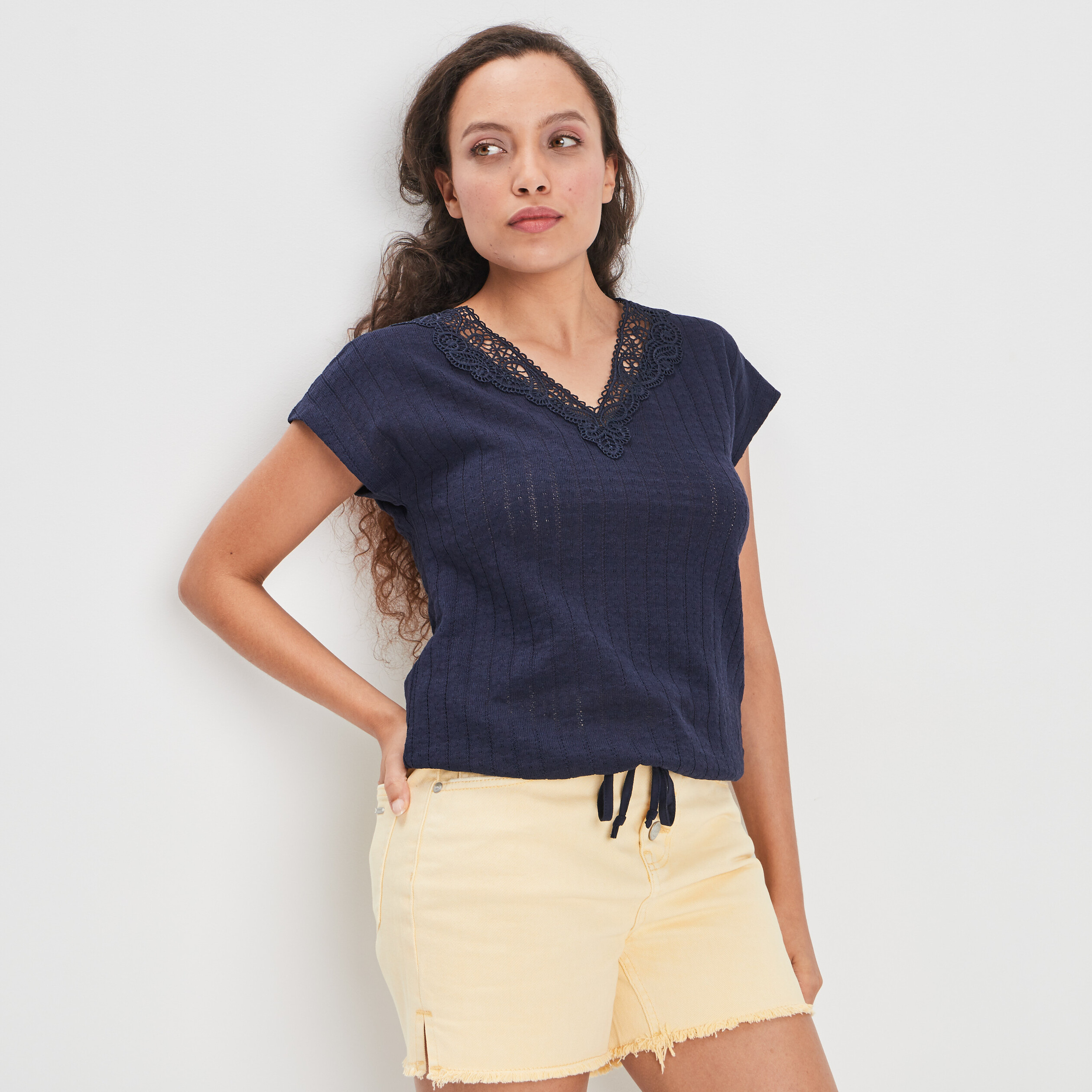 T-shirt manches courtes bleu marine femme | La Halle