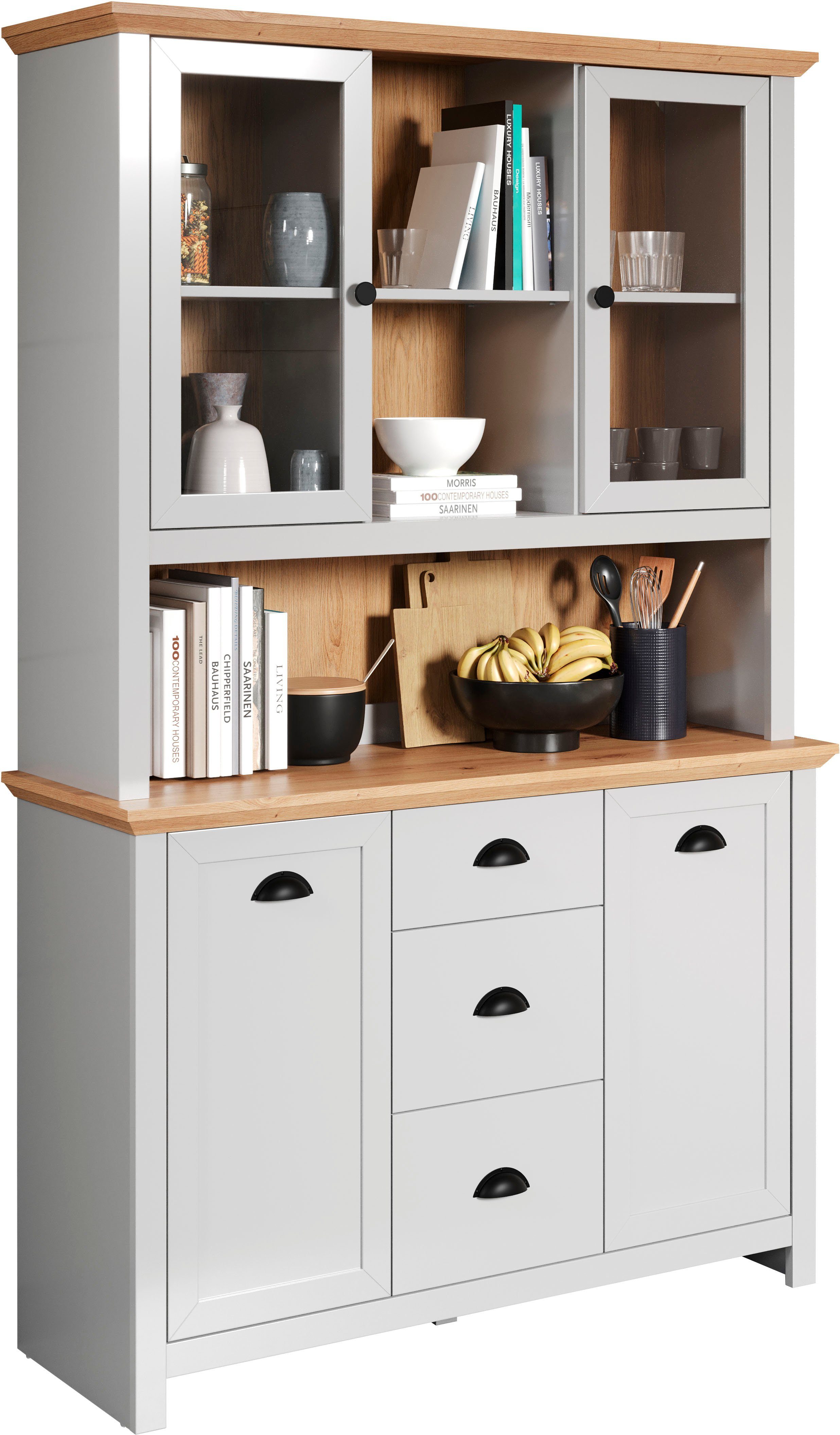 Home affaire Buffet Herzwill Artisan Eiche NB und hellgrau, matt, im Landhaus-Look