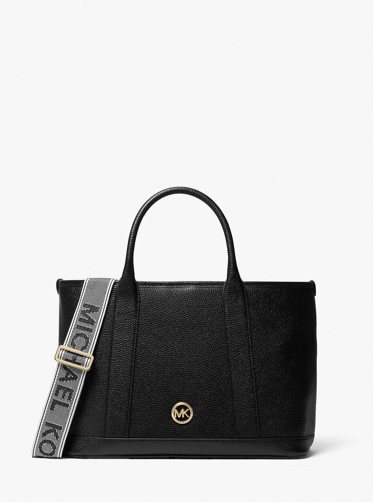 Luisa Medium Pebbled Leather Tote Bag - BLACK