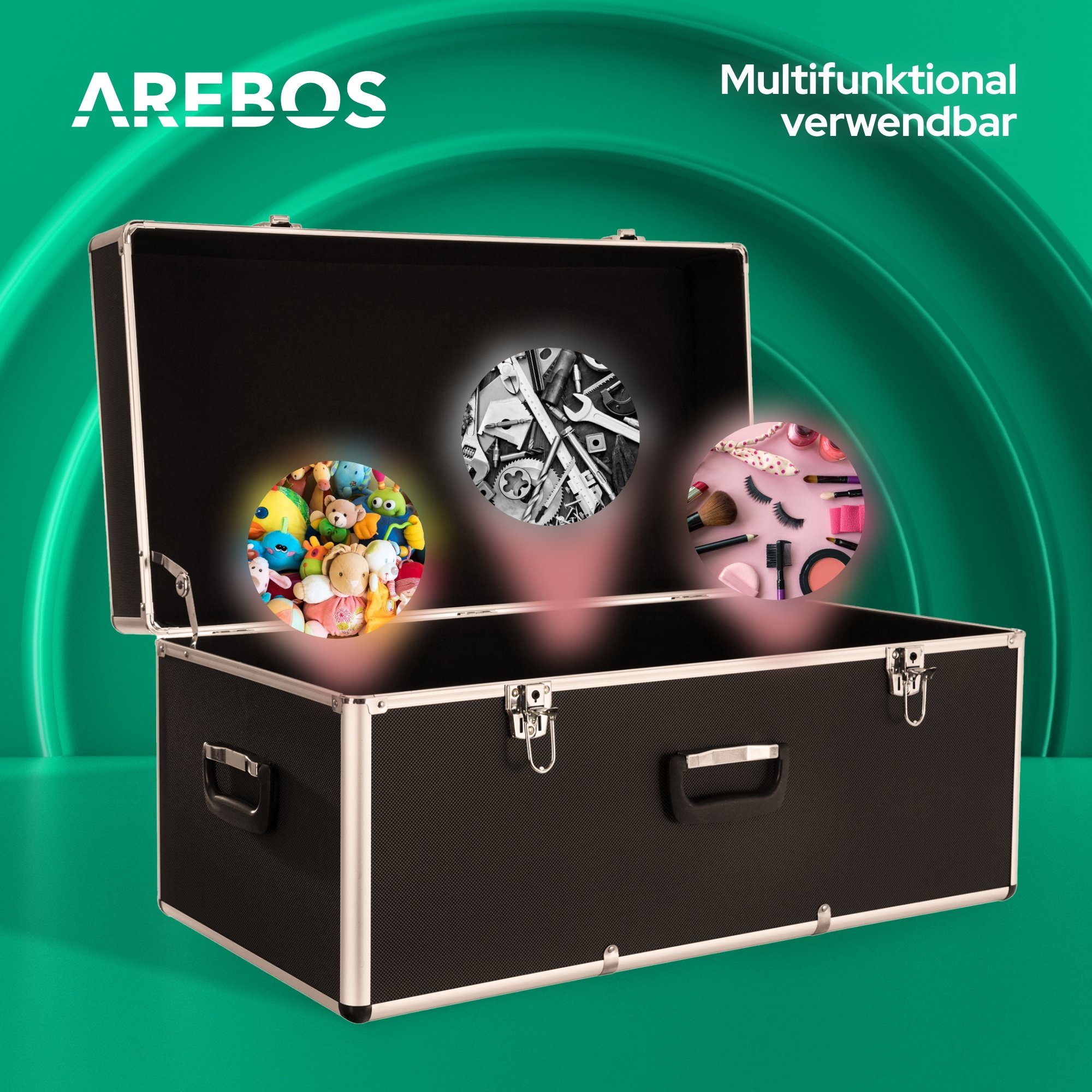 Arebos Werkzeugbox 3er Set Transportkoffer, abschließbar, verschiedene Grössen (Set, 3 St)