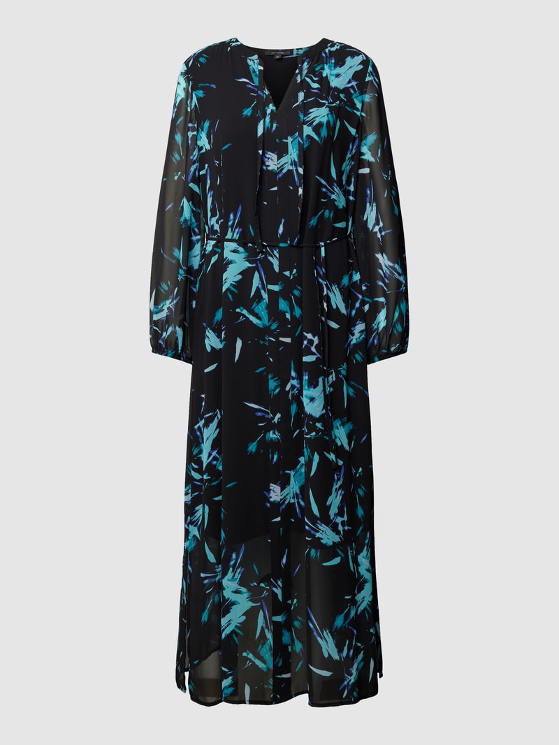 Midikleid mit Bindegürtel in petrol