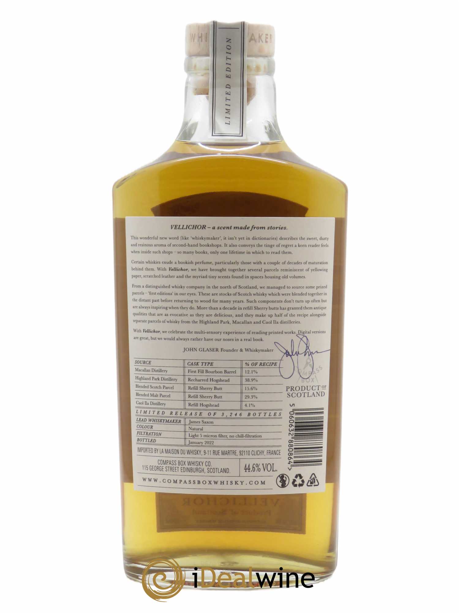 Whisky Compass Box Vellichor (70cl)  - Lot de 1 Bouteille