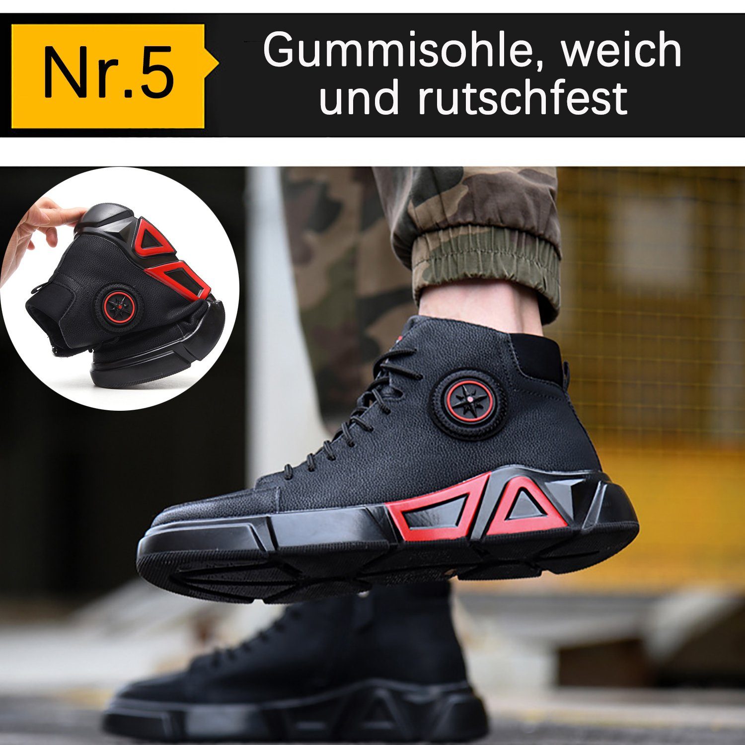 Daisred Wasserdicht Gefüttert Arbeitsschuhe mit Stahlkappe Sicherheitsschuh