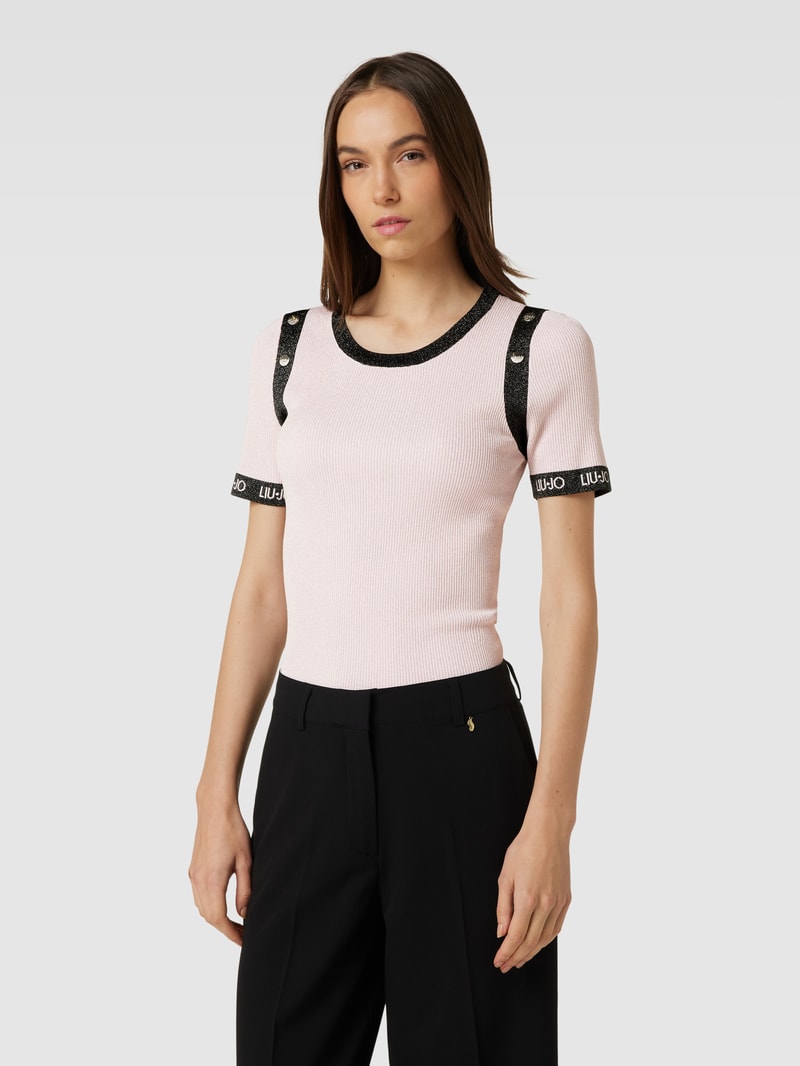 Pullover mit 1/2-Arm aus Effektgarn in rosé