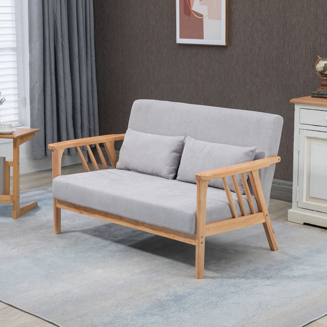 HOMCOM Zweisitzer 2-Sitzer Sofa, Doppelsofa mit Armlehne, Loveseat mit Samtoptik