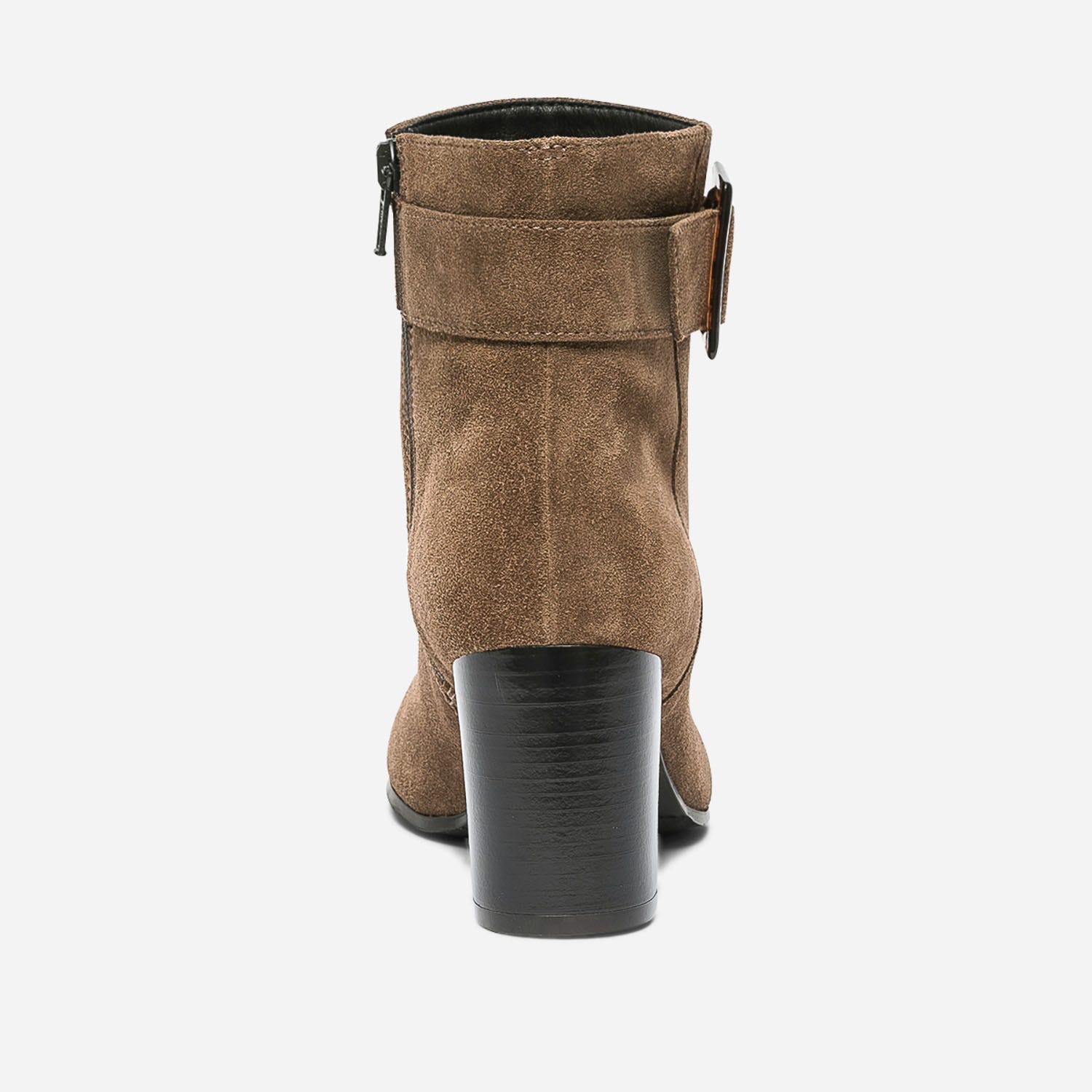 Boots marron en cuir velours à boucle écaille
