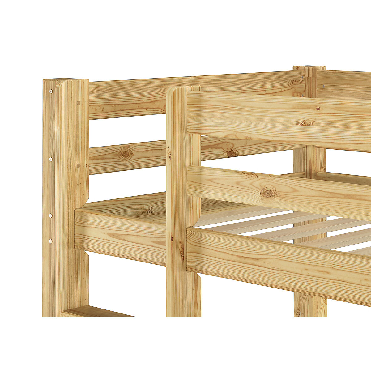 Etagenbett 90x200 Kiefer Rollrost, Matratzen u. Gästebettkasten