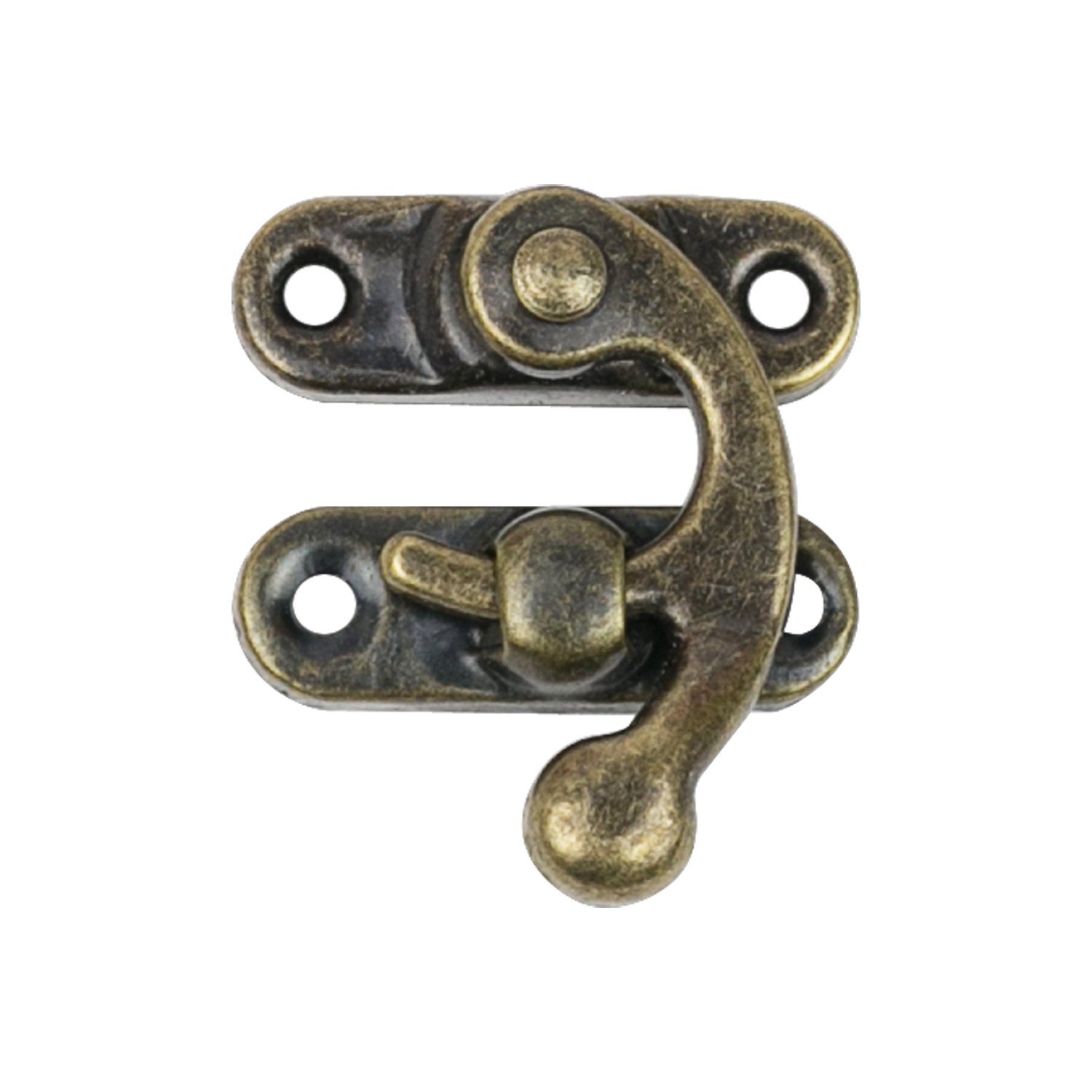 HMF Möbelbeschlag 6492, Vintage Deko Verschluss aus Metall für Geschenkbox, 27 x 32 mm, Bronze