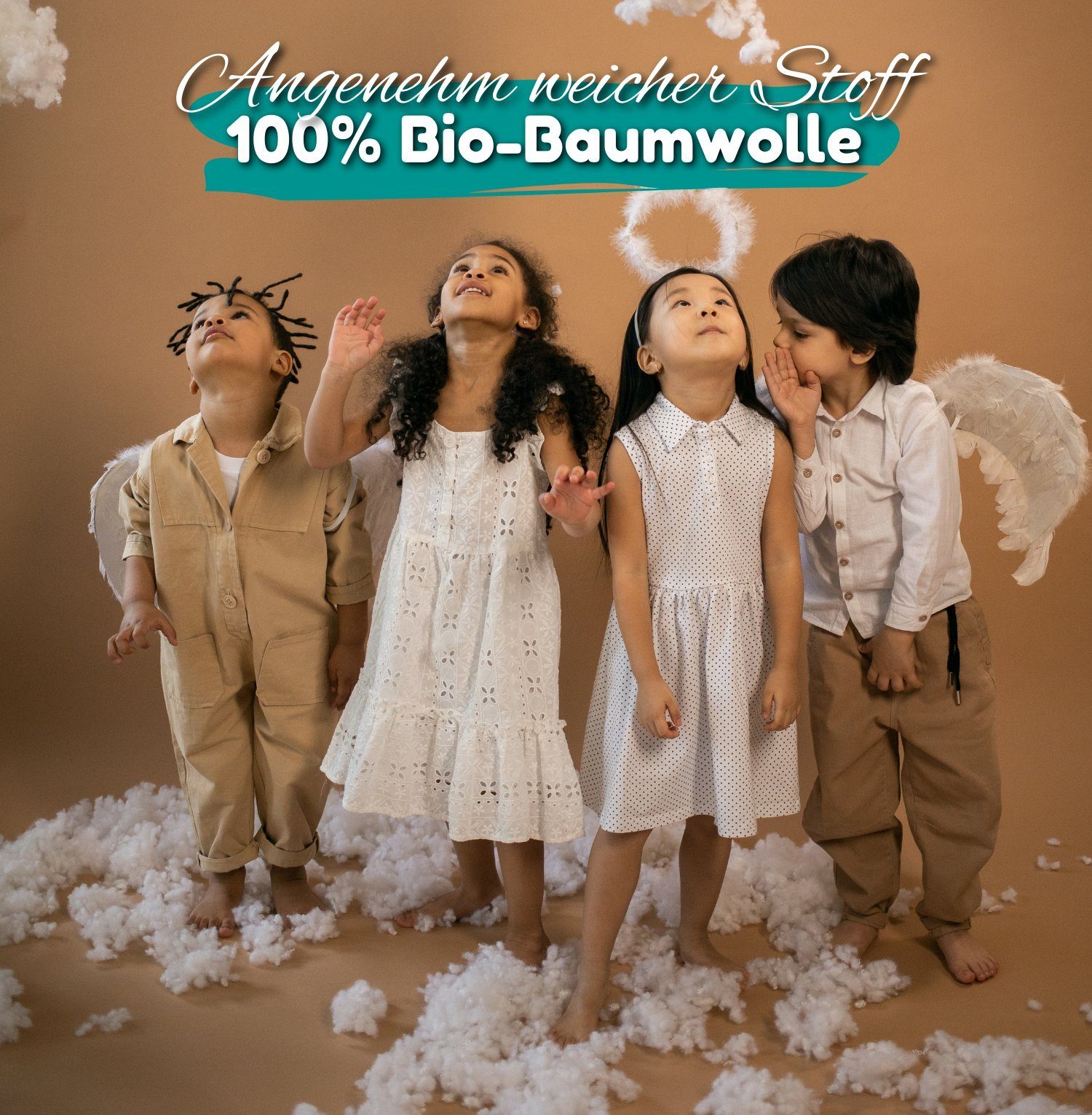 Alavya Home® Betthimmel Der Luxus DEKO SET für HAUSBETT 80x160 I 90x200 I Befristetes Angebot (KOMPLETT SET I 2 Stück Betthimmel I 1 Stück Wimpelkette 300cm cm lang mit 9 Stück Wimpeln, 3-tlg), Dekoset aus 100% Bio-Musselin Baumwolle GOTS zertifizier