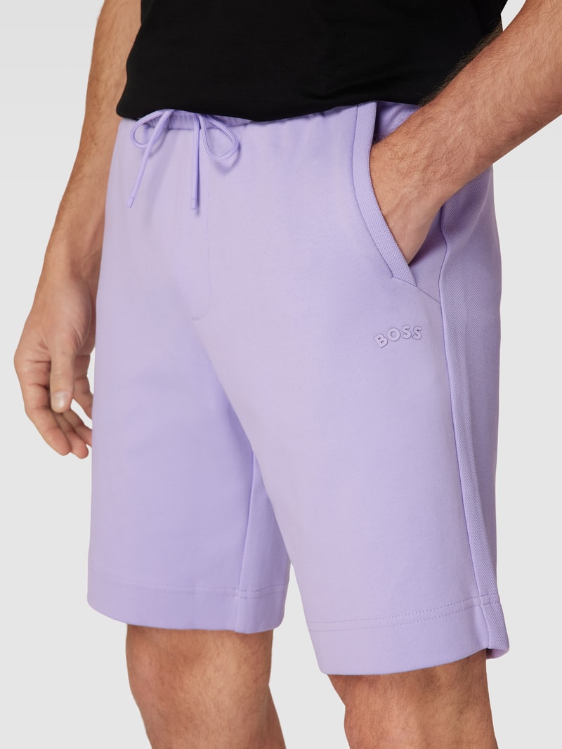Sweatshorts mit Label-Print Modell 'Headlo' in flieder