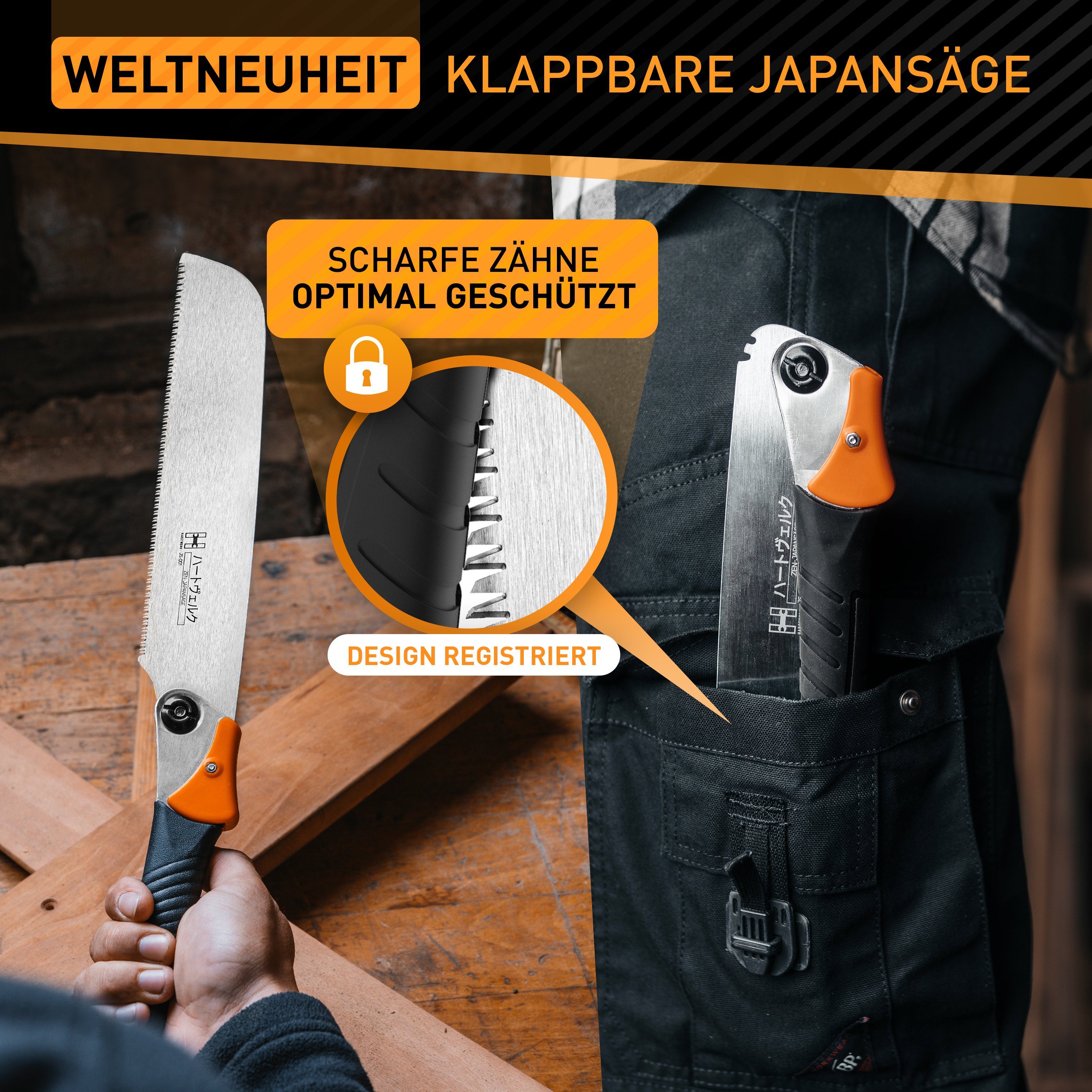 Hardtwerk® Japansäge klappbar (Kataba) 240 mm aus SK4 Carbonstahl