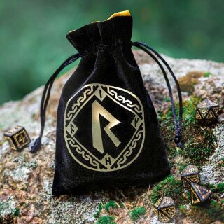Runic Black & golden Velour Dice Bag