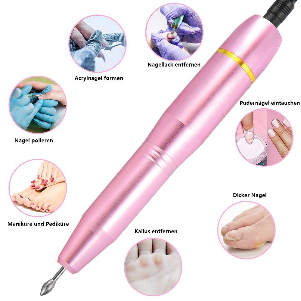 iceagle Maniküre-Pediküre-Set Nagelfräser, 11 In 1 Professionell Elektrische Nagelfräser, 11 Bohrer, Stufenlose Geschwindigkeitsregelung