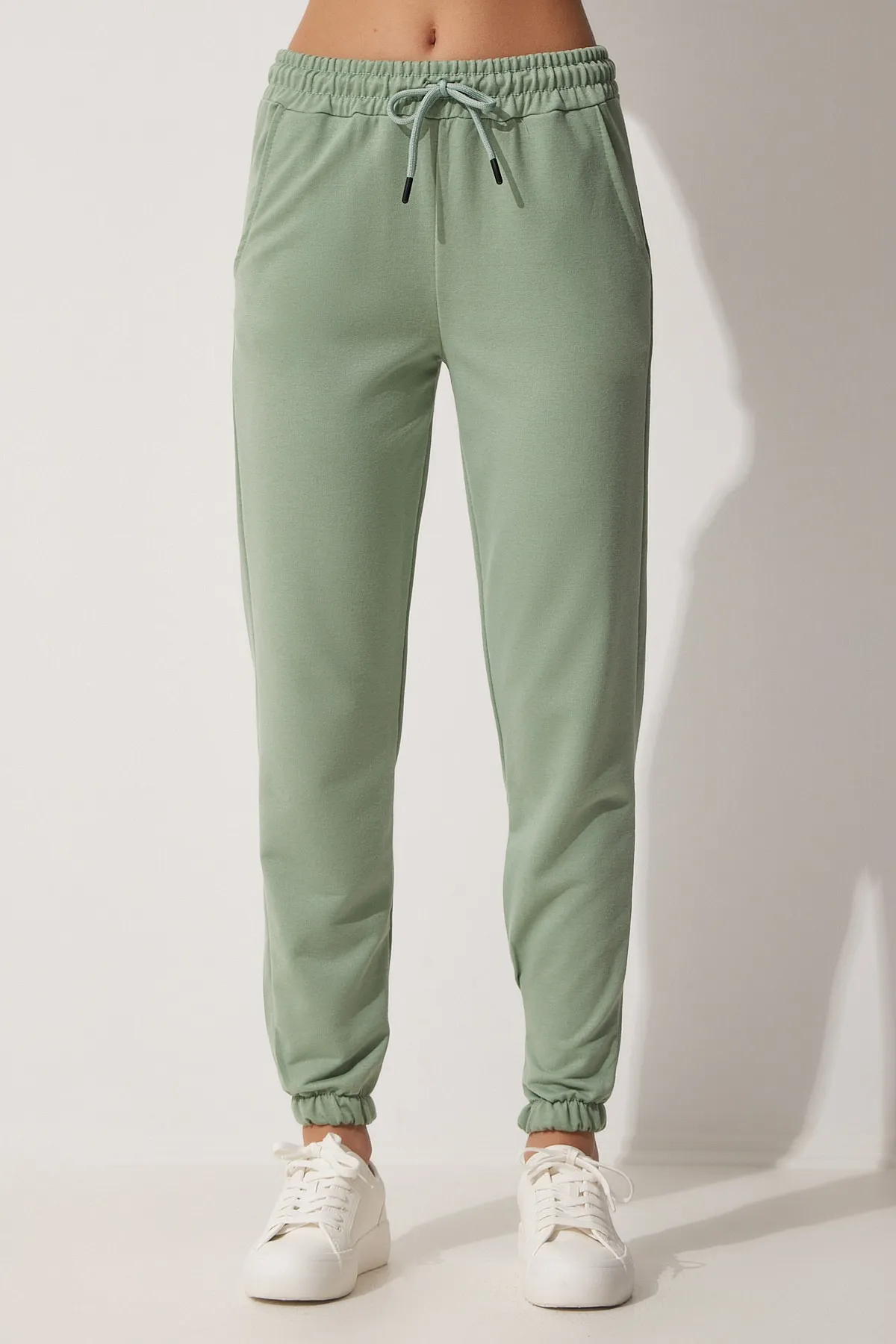 Happiness İstanbul  Grüne Jogginghose mit Taschen für Damen Cr00327
