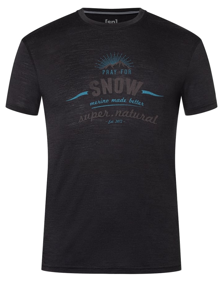 super.natural Merino T-Shirt M PRAY FOR SNOW TEE in schwarz günstig kaufen S