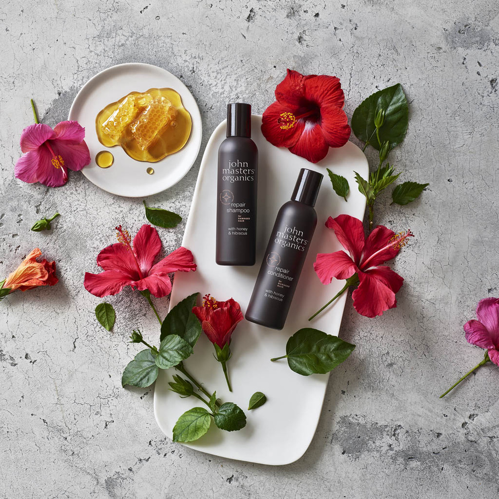 john masters organics Après-shampoing pour cheveux abîmés au miel et à l'hibiscus