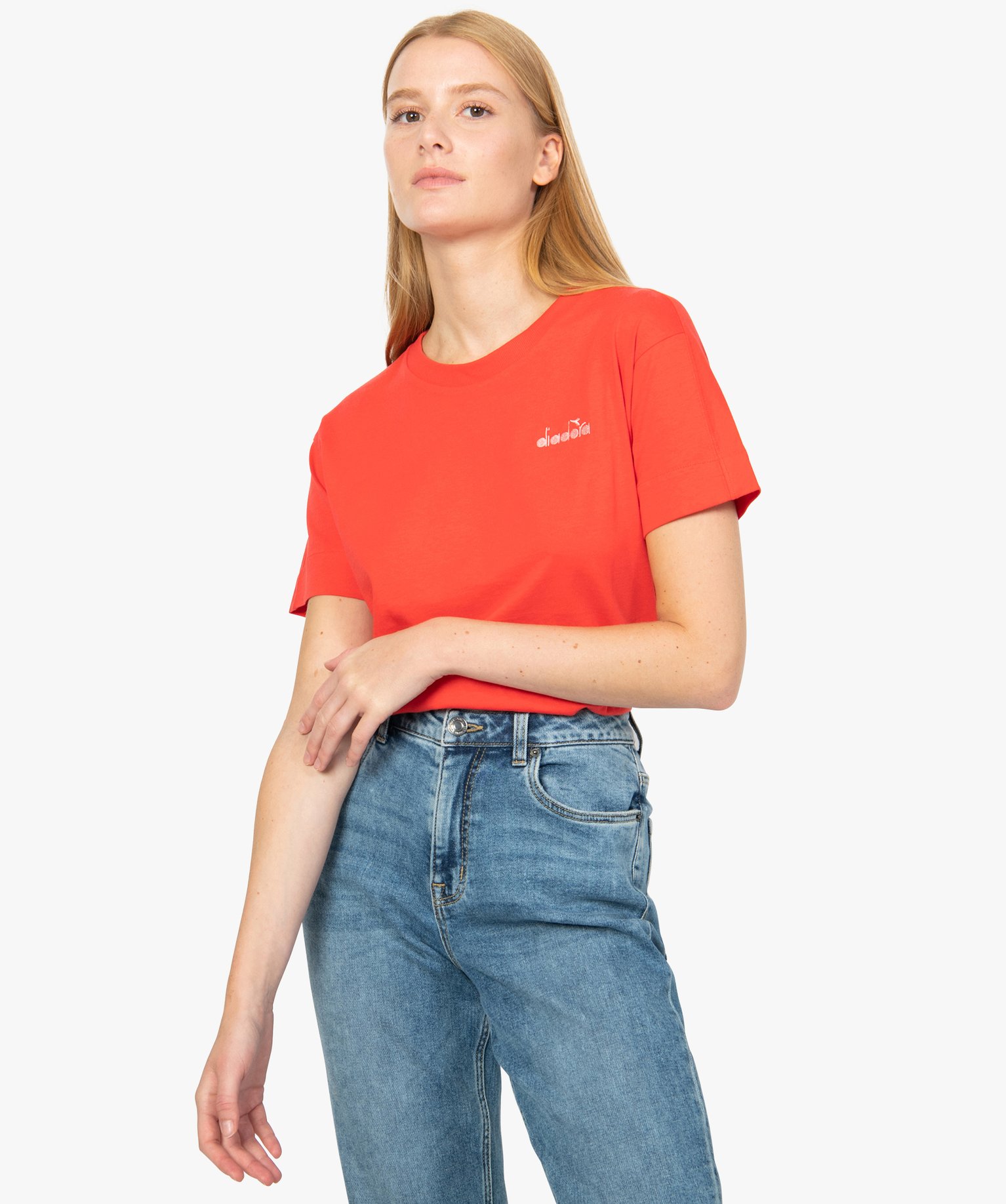 Tee-shirt femme à manches courtes en coton bio - Diadora rouge | GEMO