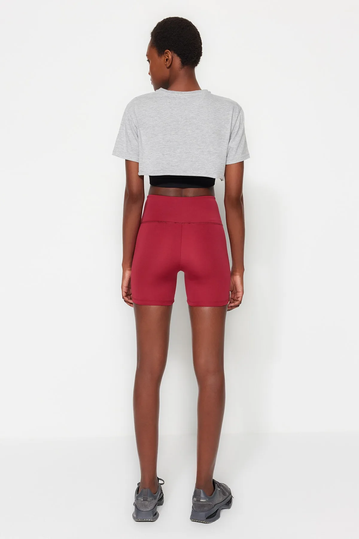 Trendyol Collection  Dark Magenta Restorer Zweireihige Strick-Sportshorts/Kurze Leggings mit Taillendetail TWOSS21SR0714