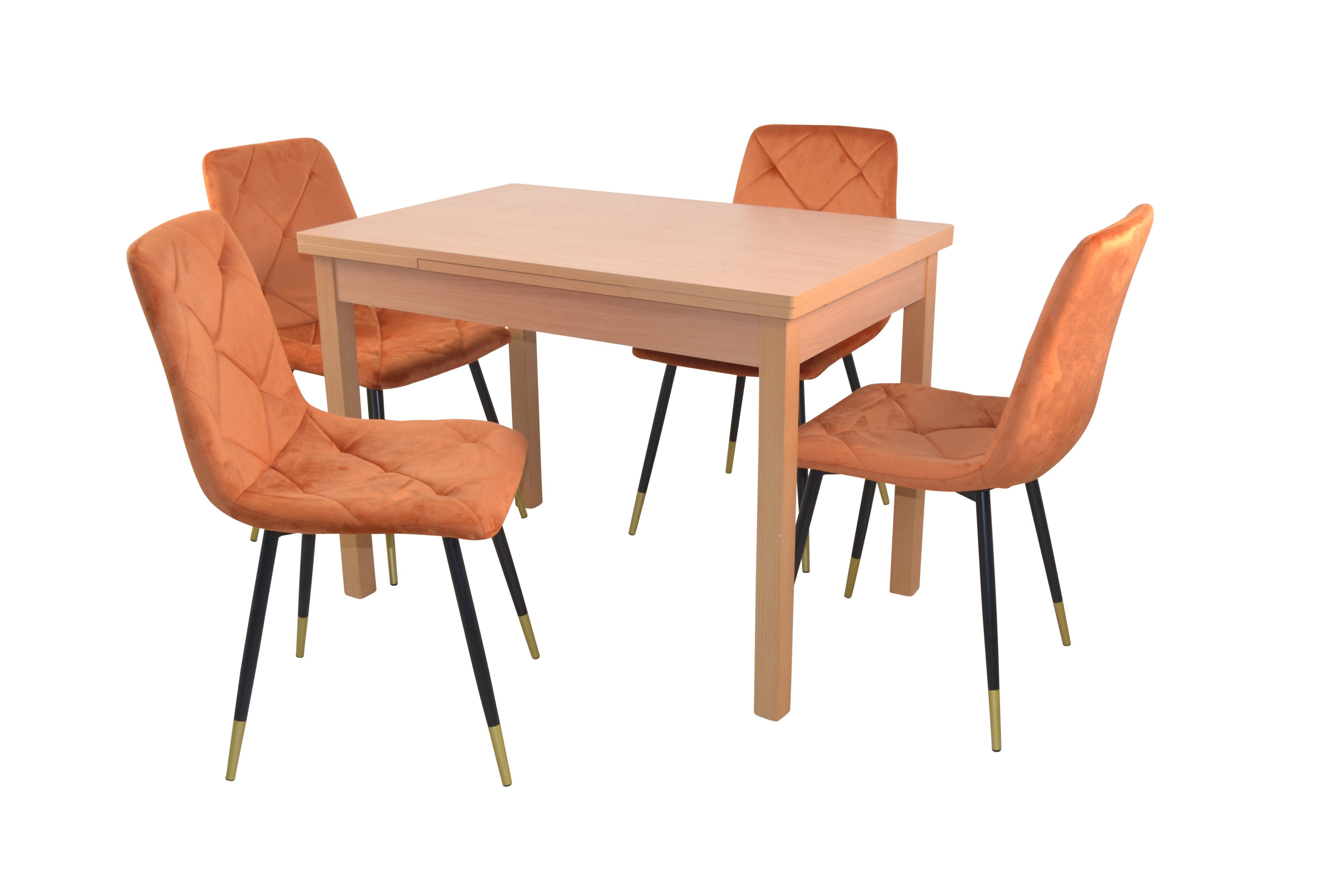 moebel-direkt-online Essgruppe 5teilige Tischgruppe, bestehend aus Esstisch ausziehbar und 4 Stühlen, (Spar-Set, 5tlg. Set)