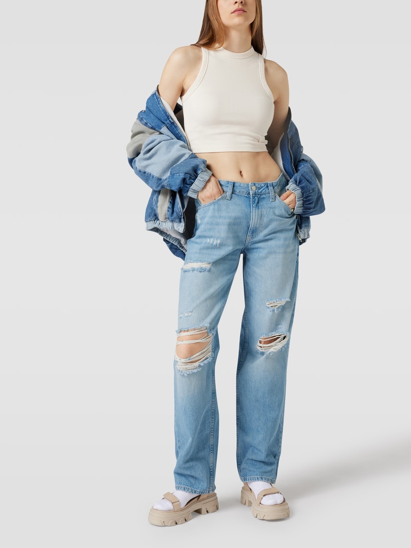 Jeans mit Label-Patch aus Leder in jeans