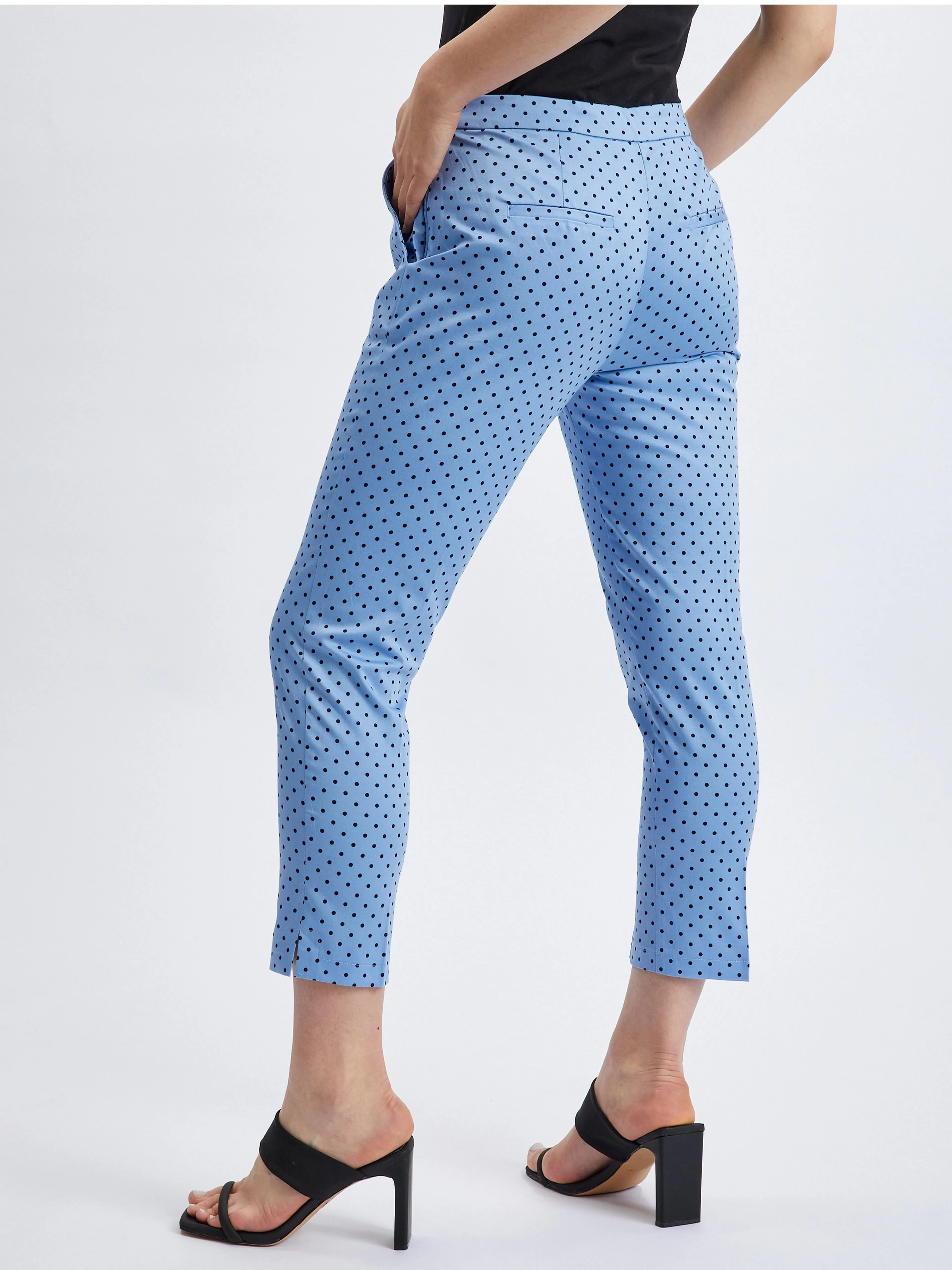 Blaue dreiviertellange Damen-Polka-Dot-Hose ORSAY