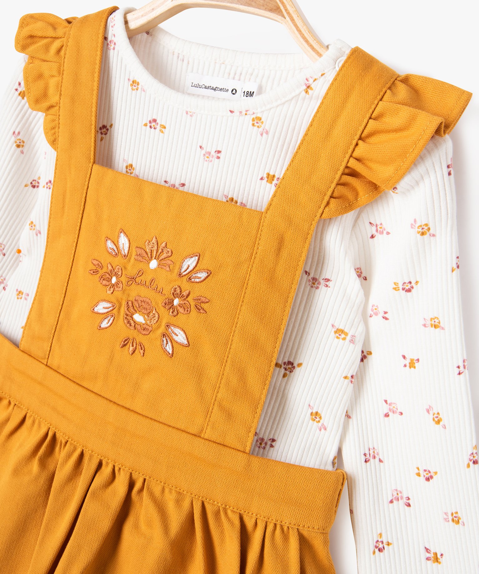 Ensemble 2 pièces robe tablier et tee-shirt manches longues... jaune | GEMO