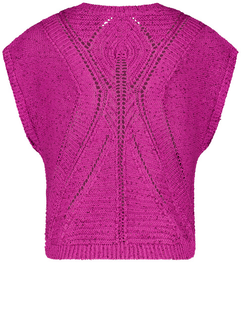 Kurzarmpullover mit transparentem Ajoursmuster