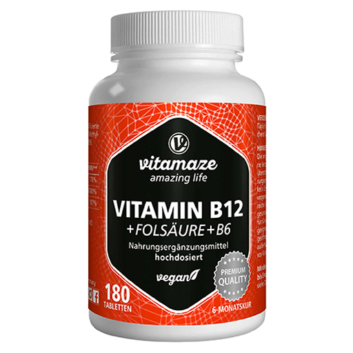 VITAMIN B12 1000 µg hochdos. B9 B6 vegan Tabletten  180 St  Tabletten