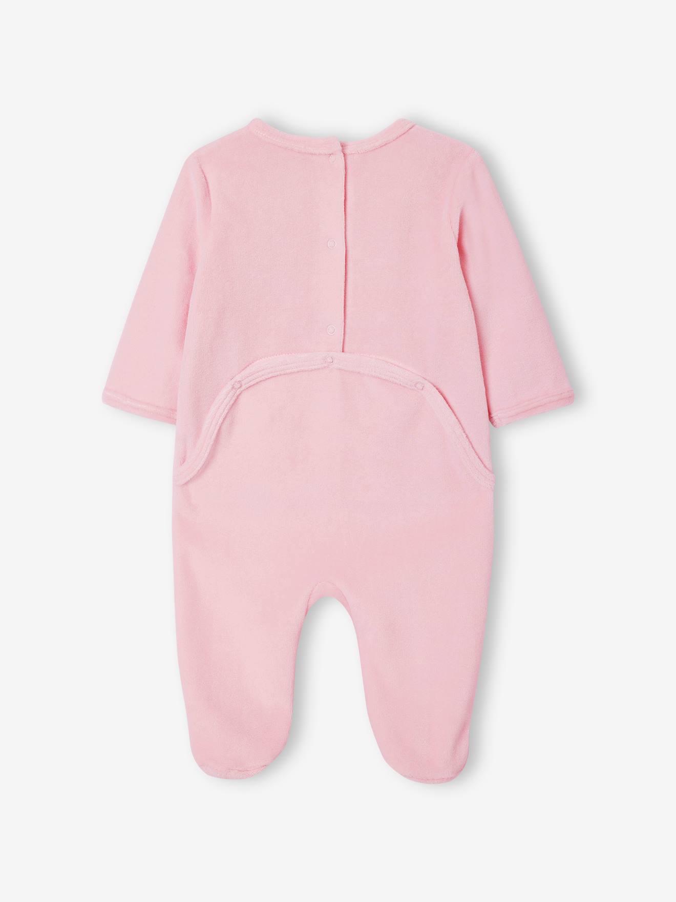 Vertbaudet 3er-Pack Baby Samtstrampler BASICS Oeko-Tex - hellrosa