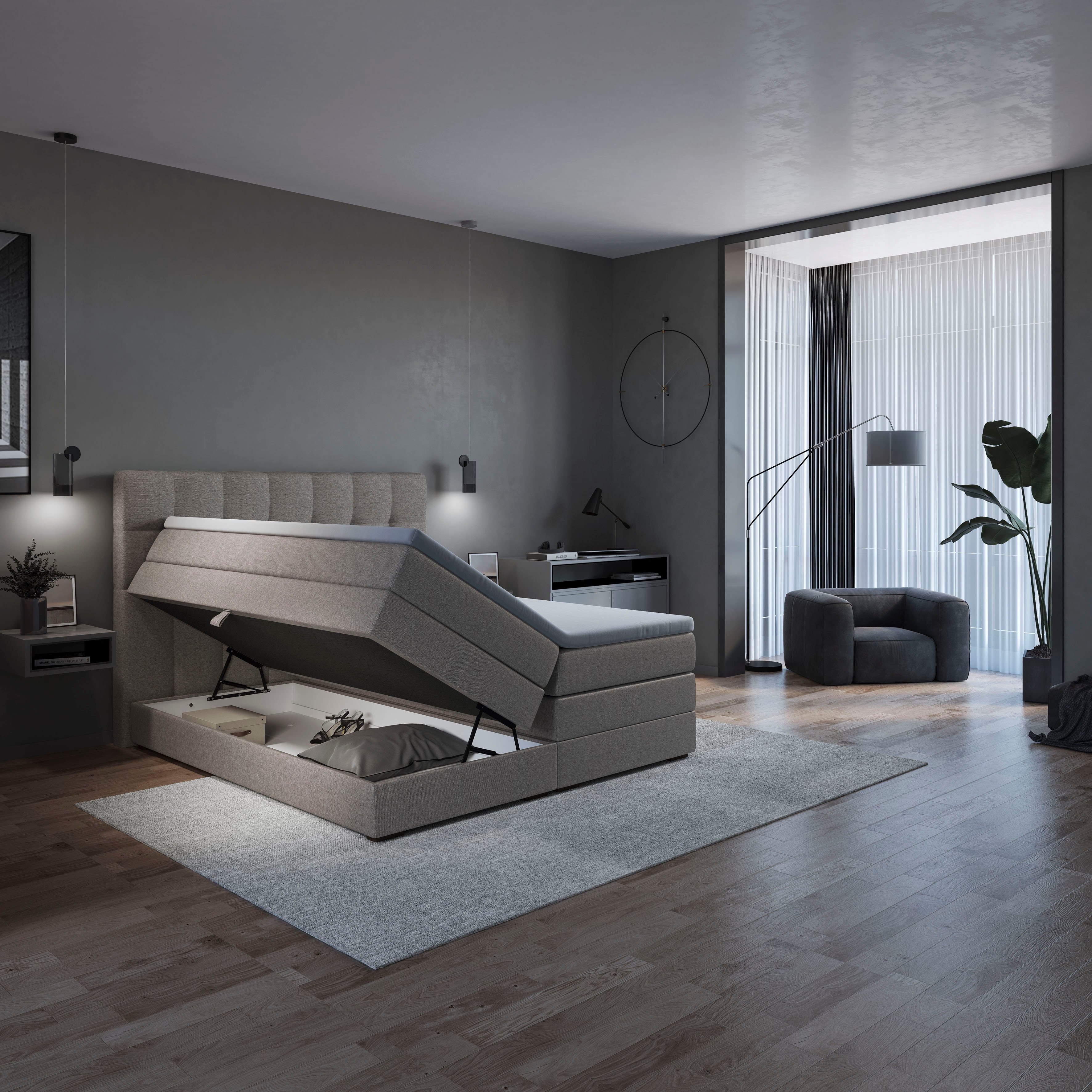 Schlaraffia Boxspringbett Aida, mit Stauraum 180x200, inkl. BULTEX® Topper, Fuß in Schwebeoptik