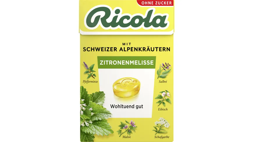Ricola Bonbons Zitronenmelisse zuckerfrei Box 50 g