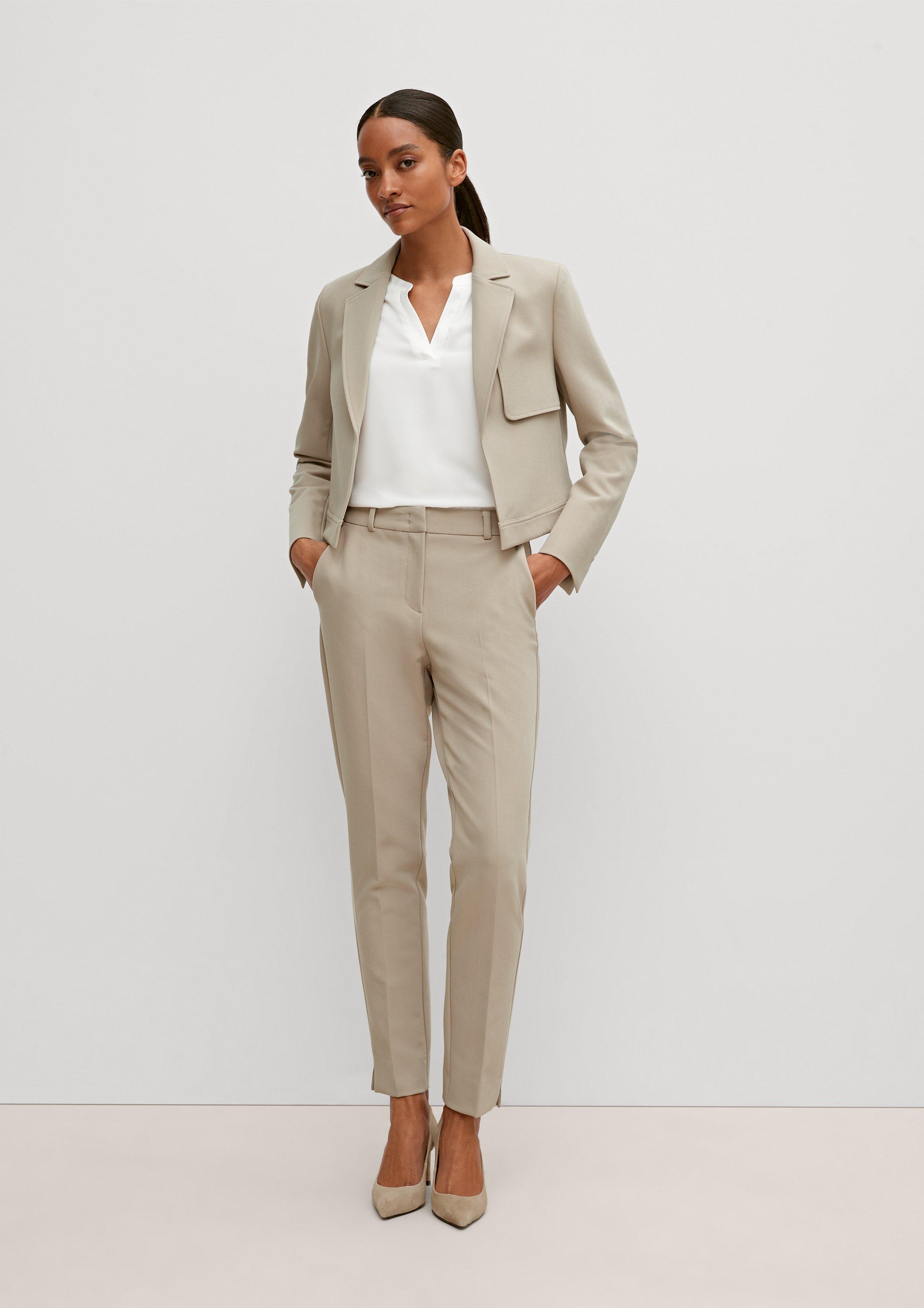 Blazer mit Fischgrat-Muster - helles beige