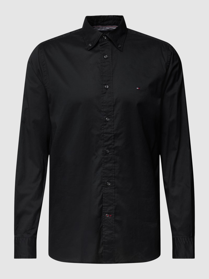 Freizeithemd mit Logo-Stitching Modell 'CORE FLEX POPLIN' in schwarz