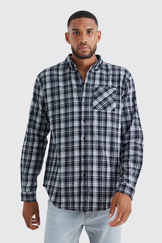 Tall Oversize Karohemd mit Out Of This World Print