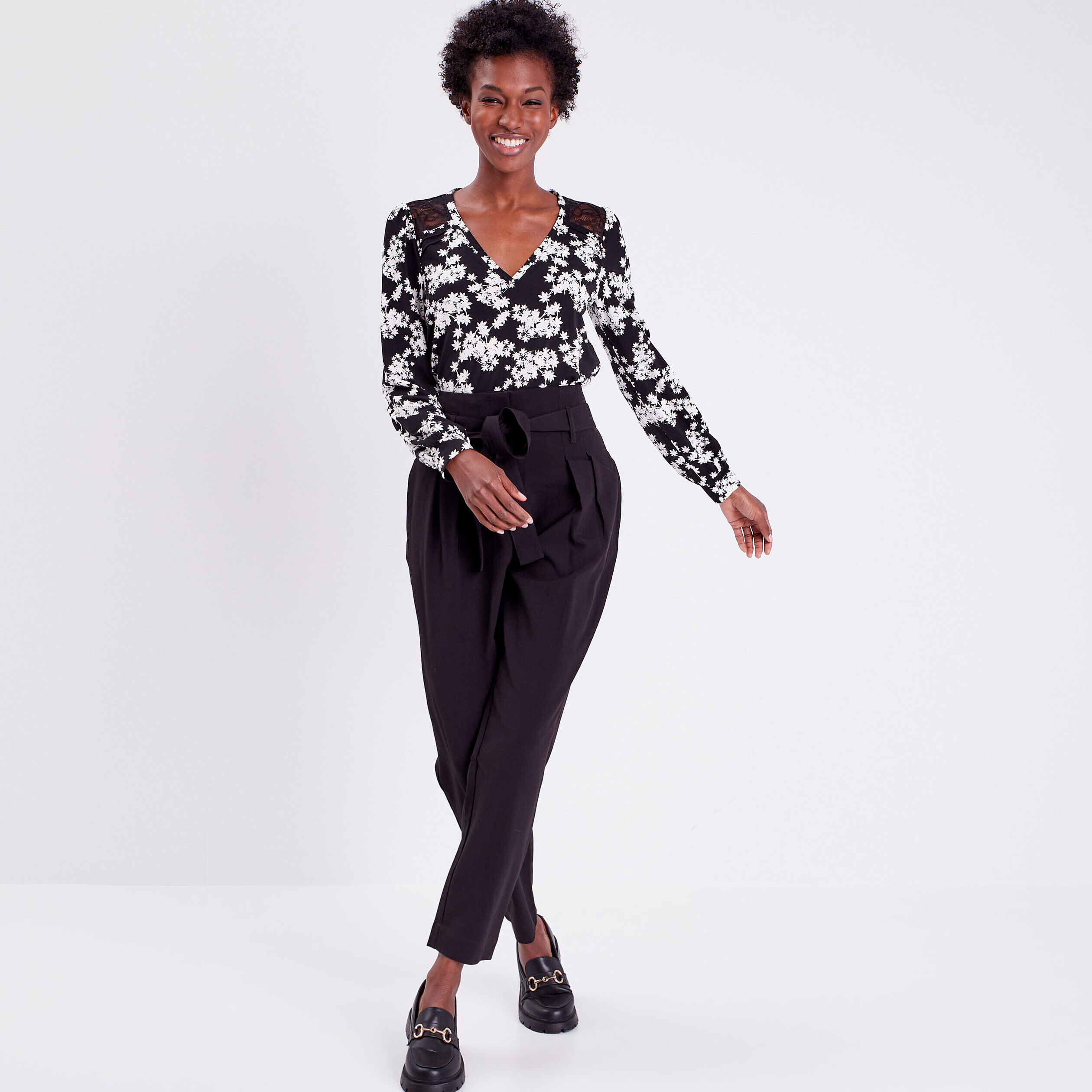 Blouse manches longues noir femme | Cache Cache