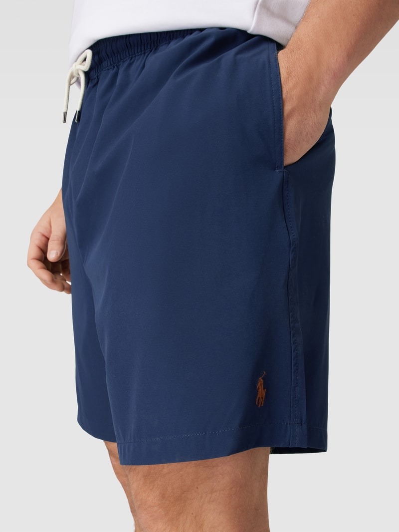 PLUS SIZE Badehose mit Label-Stitching Modell 'TRAVELER' in marineblau