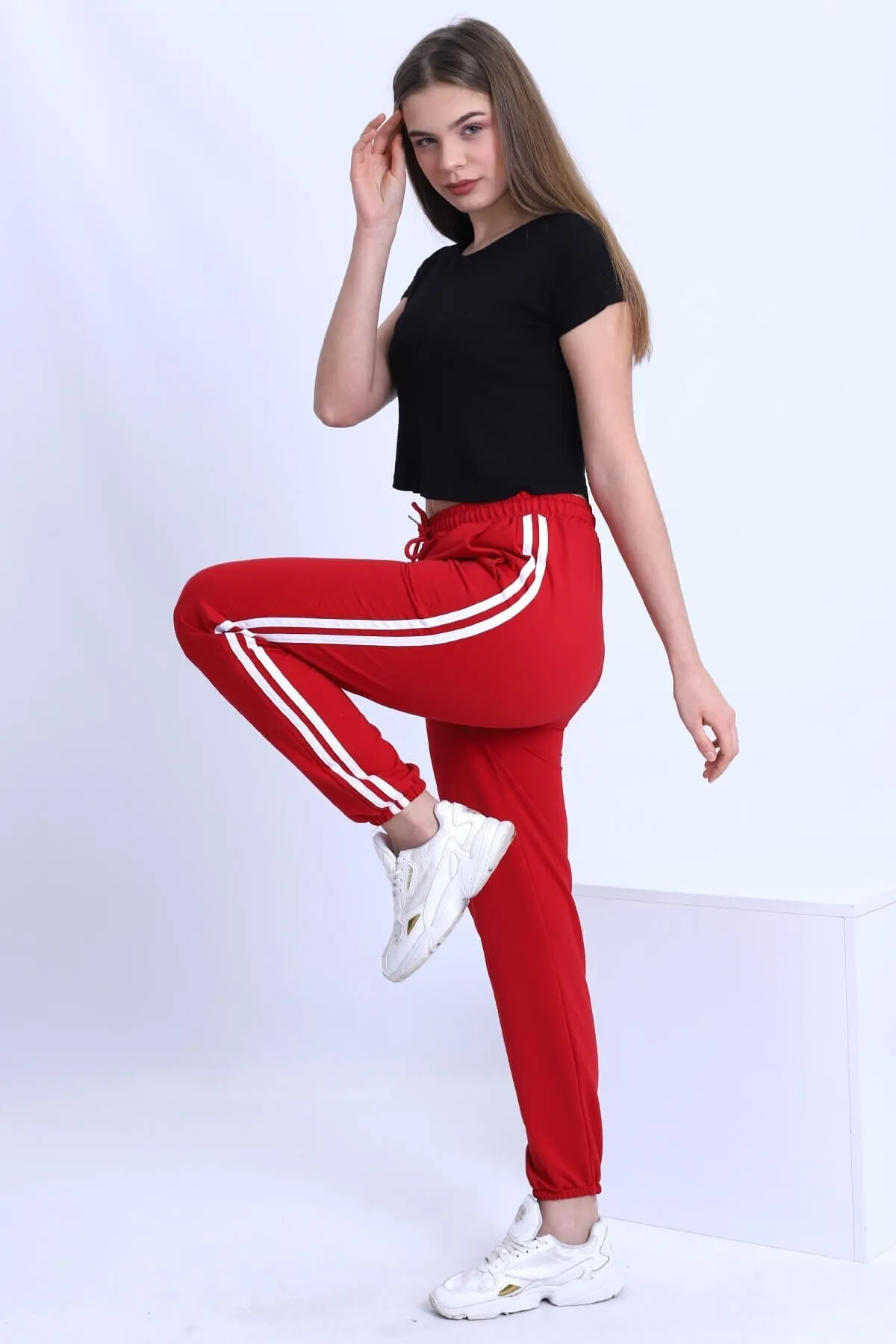 Deafox  Rote Jogginghose mit Streifendetail für Damen