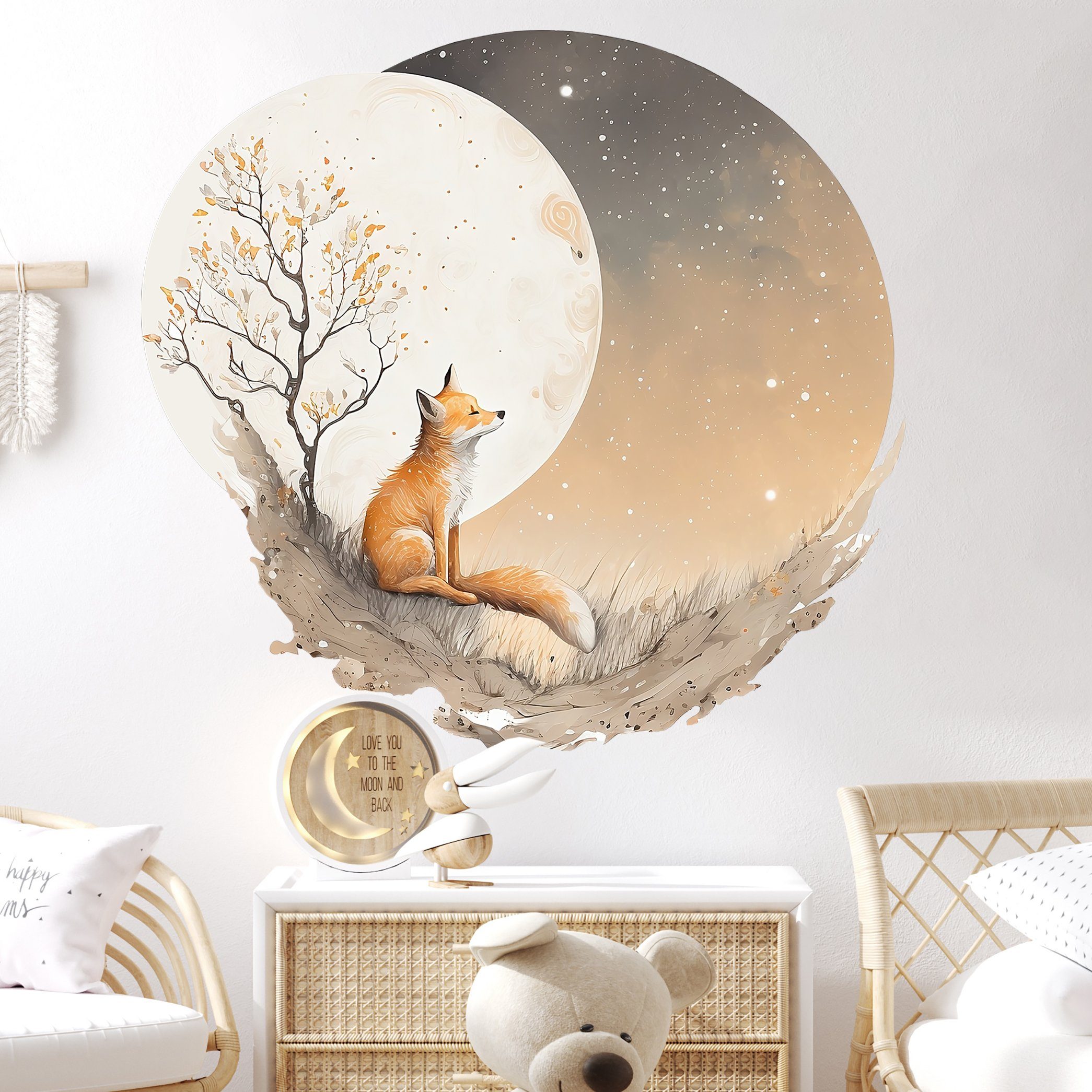 WANDKIND Wandtattoo Fuchs auf dem Mond V411, wieder ablösbar