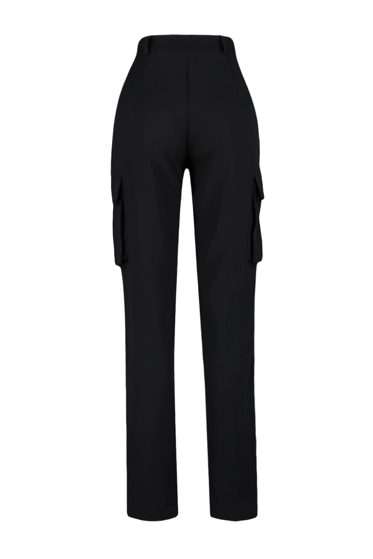 Trendyol Collection  Schwarze, gerade geschnittene, gewebte Cargo-Hose mit doppelten Taschen TWOAW22PL0343