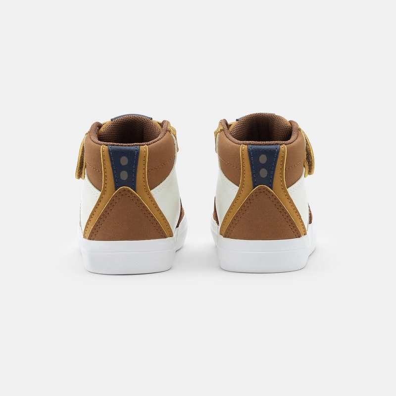 Basket montante lacets élastiques et scratch beige bébé garçon