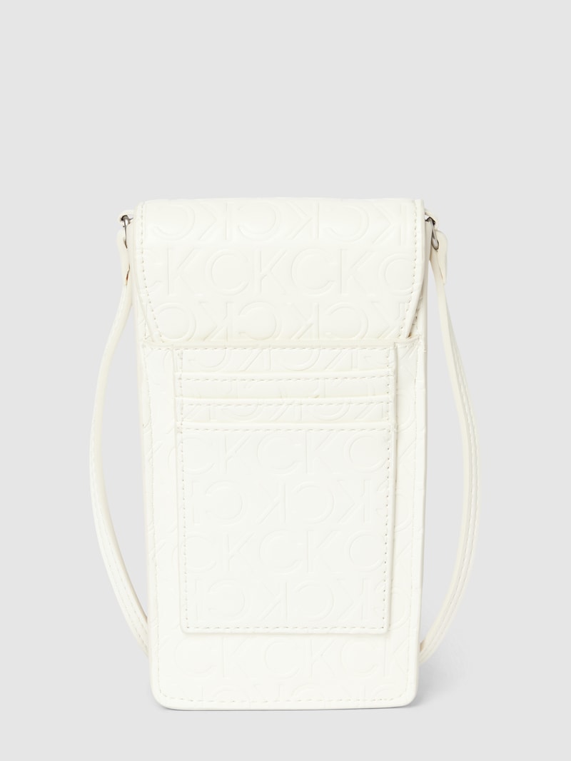 Handytasche mit Logo-Muster in ecru