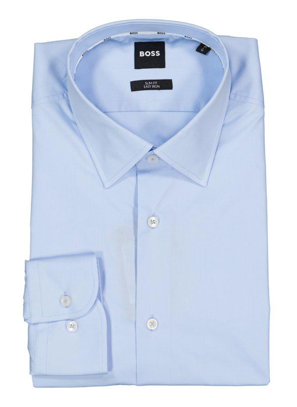 BOSS Black, Hemd Hank, Slim Fit, Baumwoll-Stretch, pastellblau